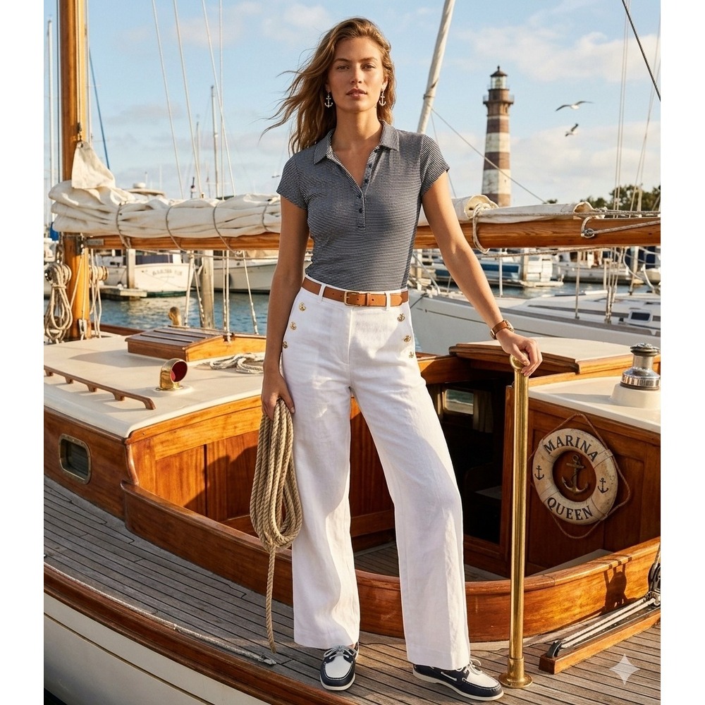 J.Crew‎ Striped Ribbed Henley Polo Top Short Sleeve Navy White Medium